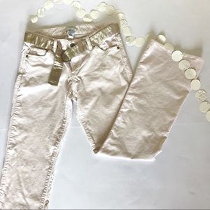3/$15 White Velvet Pants with Satin Belt